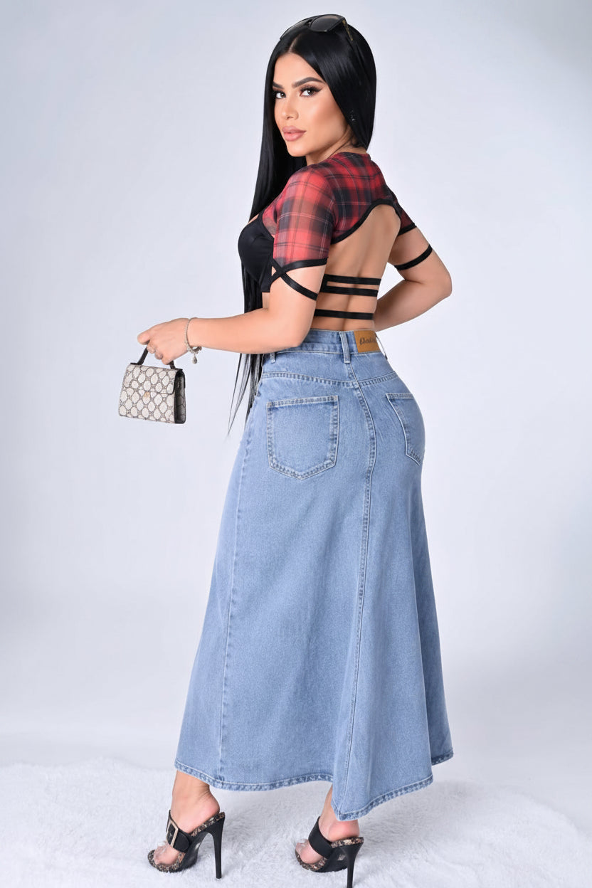 Falda de Jean con Abertura Frontal