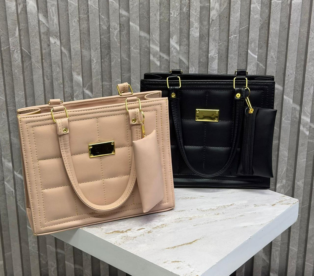 Cartera con Monedero y Herrajes Dorados