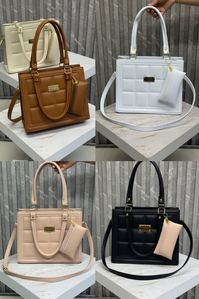 Cartera con Monedero y Herrajes Dorados