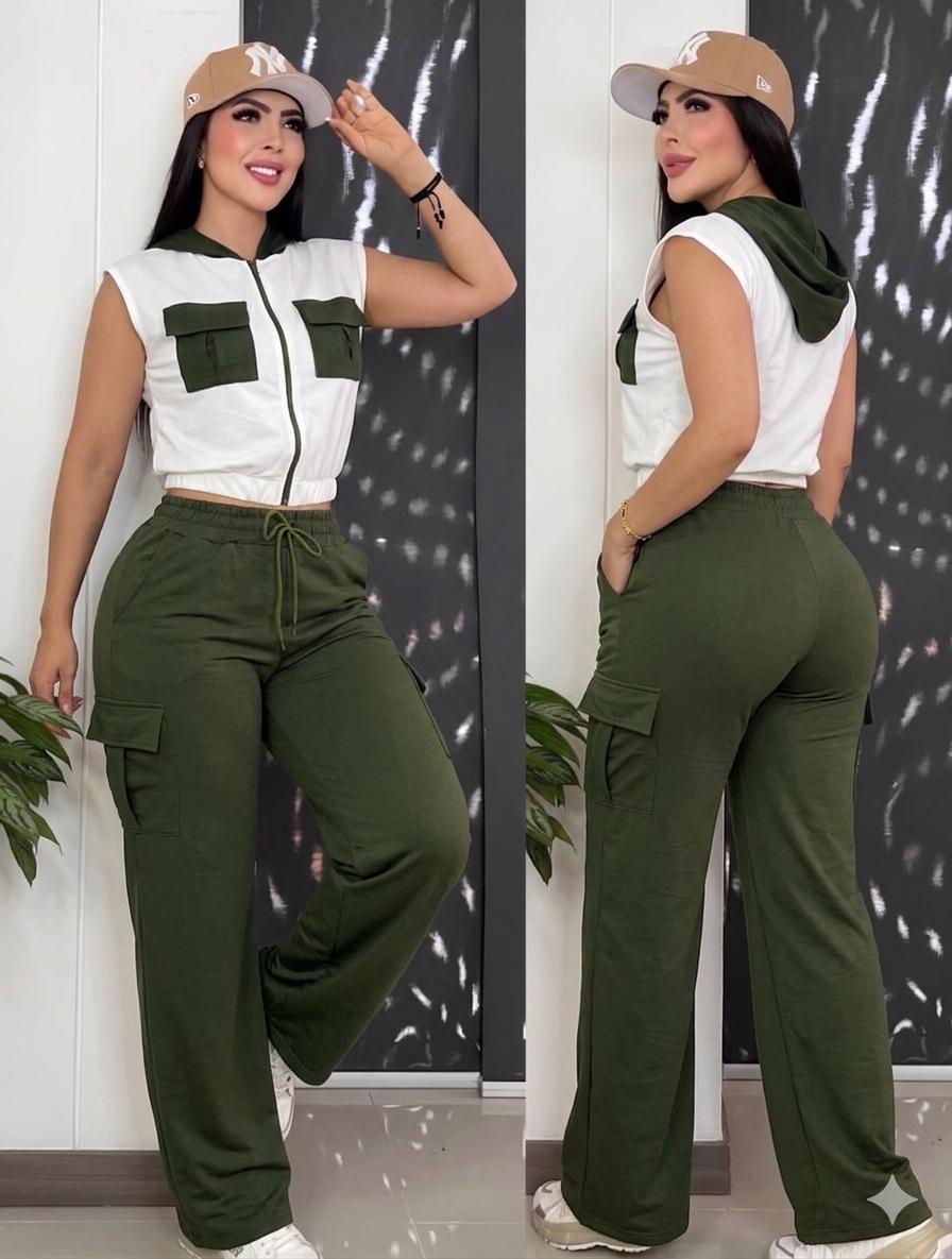Conjunto con Capucha en Tela Burda Licrada