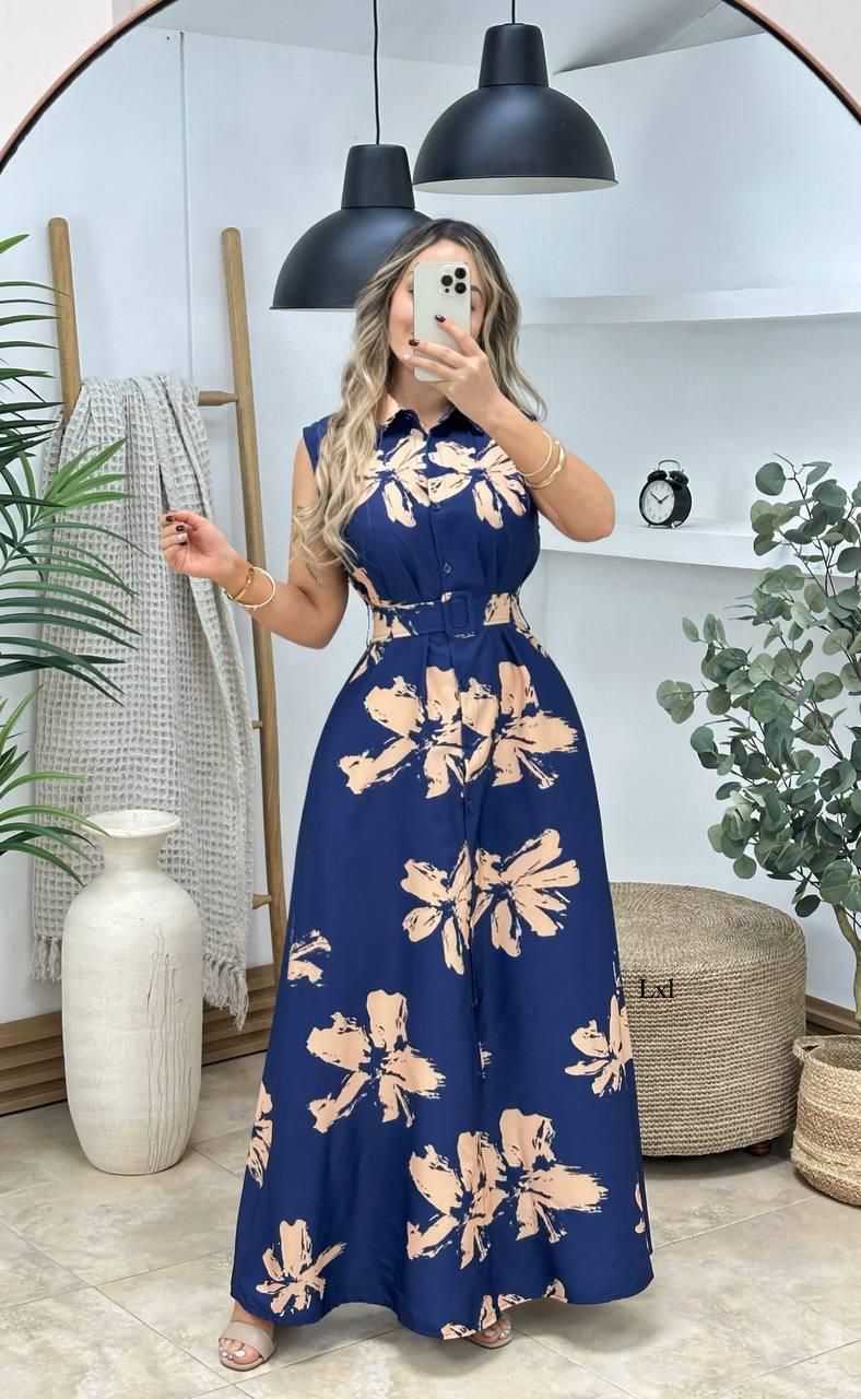 Vestido Largo Estampado de Flores