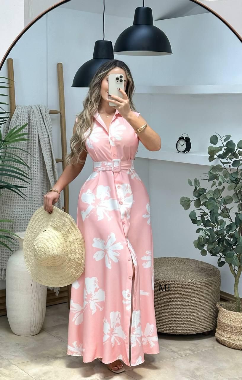 Vestido Largo Estampado de Flores