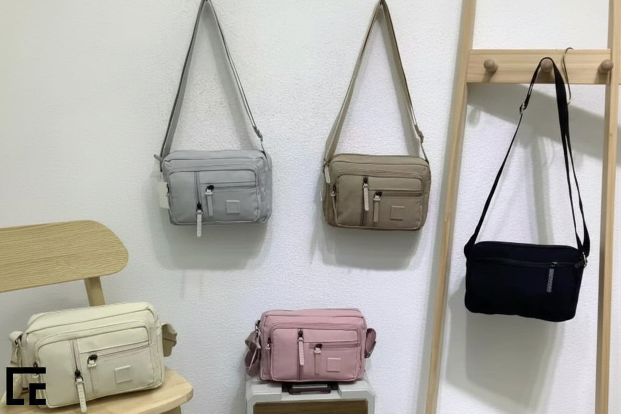 Bolso Bandolero de Lona con 5 Compartimientos
