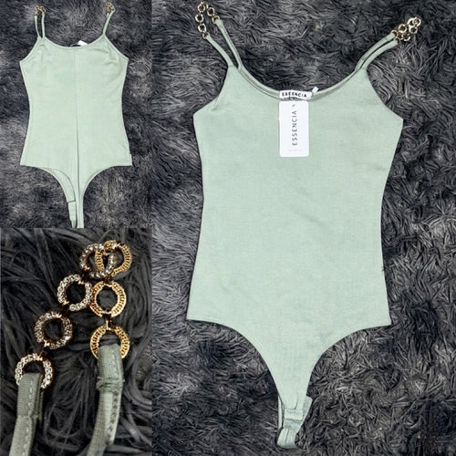 Body — Verde Menta con Tirantes de Metal Dorado