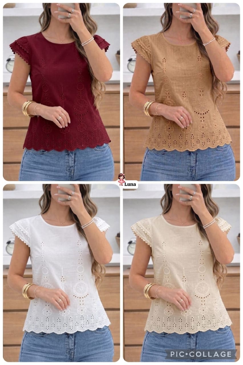 Blusa en Popelina con Ojalillo